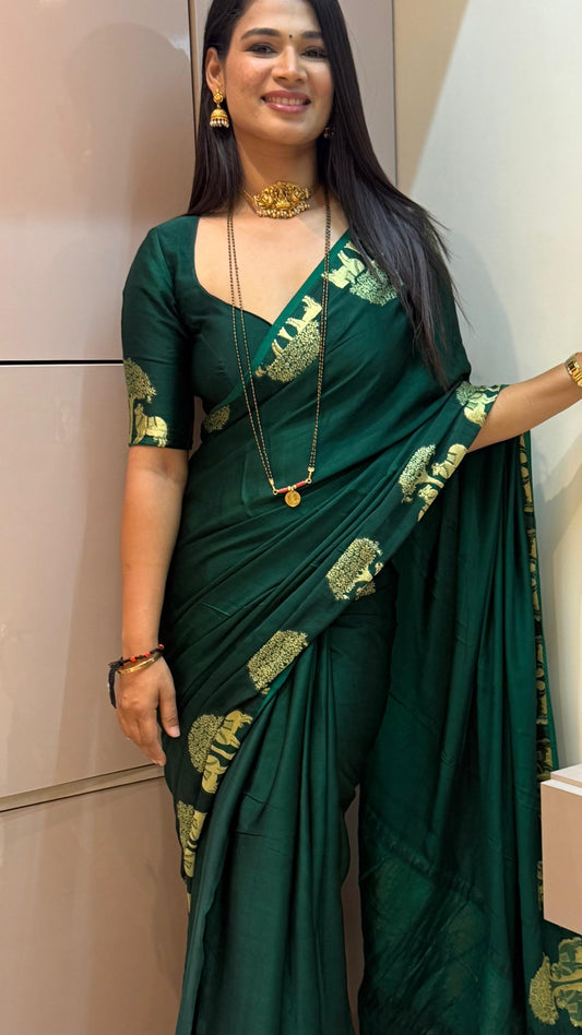 Modal Silk Saree with Forest Motif Border