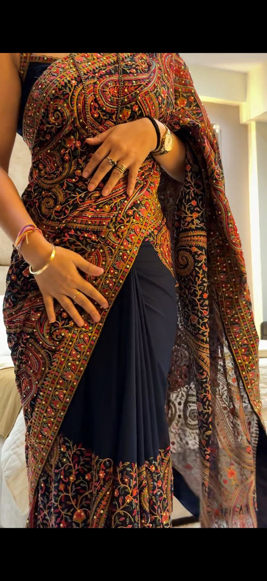 Georgette hand work Embroidery